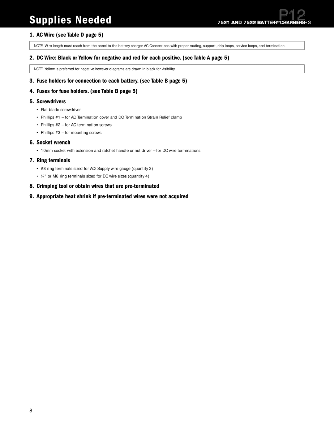 Blue Sea Systems P12 user manual Supplies Needed, Socket wrench, Ring terminals 