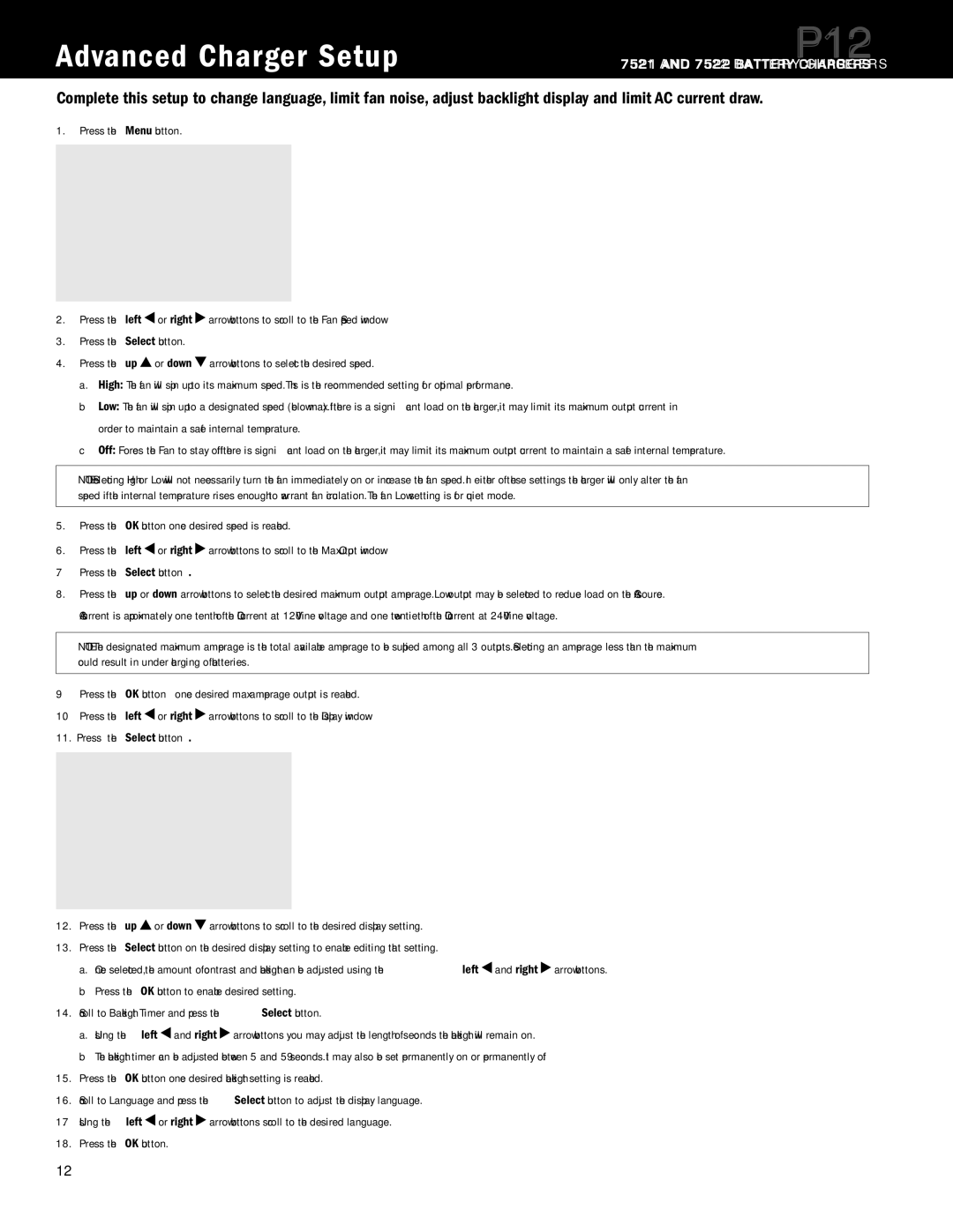 Blue Sea Systems P12 user manual Advanced Charger Setup 