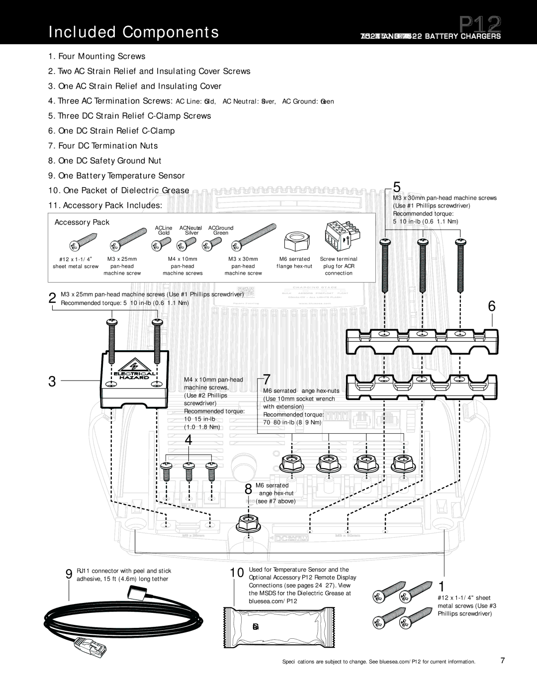 Blue Sea Systems P12 user manual Included Components, Accessory Pack 