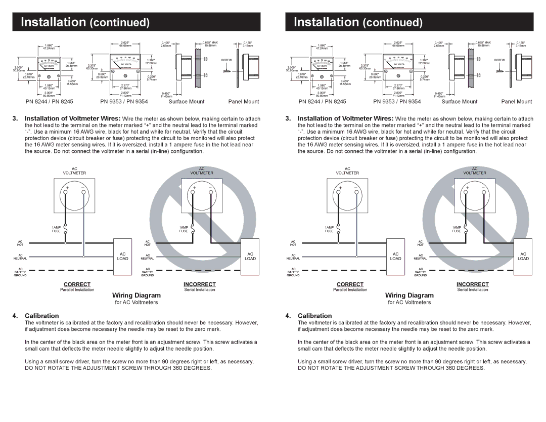 Blue Sea Systems PN 8244 specifications Wiring Diagram, Calibration 