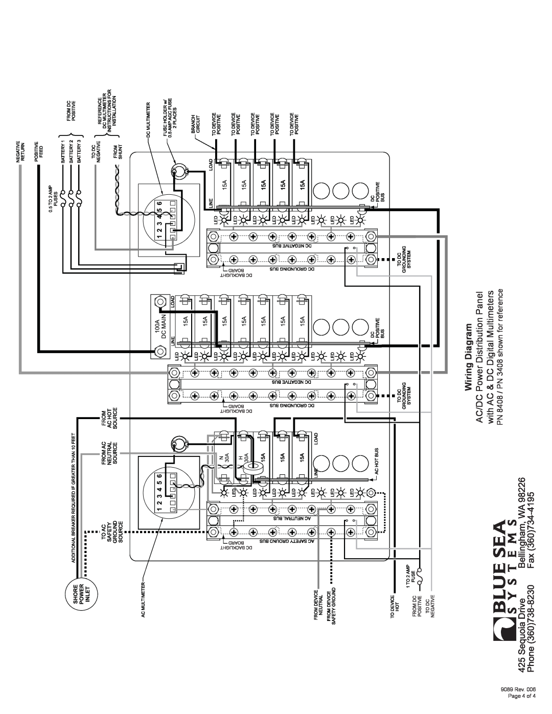 Blue Sea Systems PN 8408 dimensions Wiring Diagram, Page, 9089 Rev, 0.5 TO 2 AMP, Fuses, 1 TO 2 AMP 