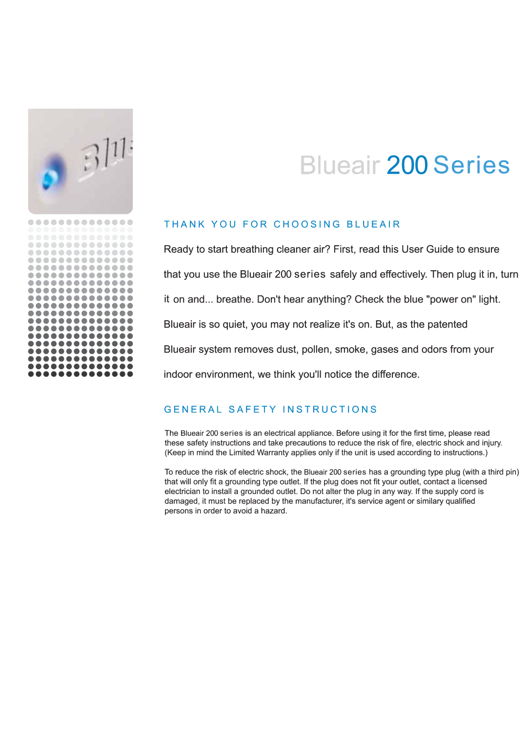 Blueair 200 manual 