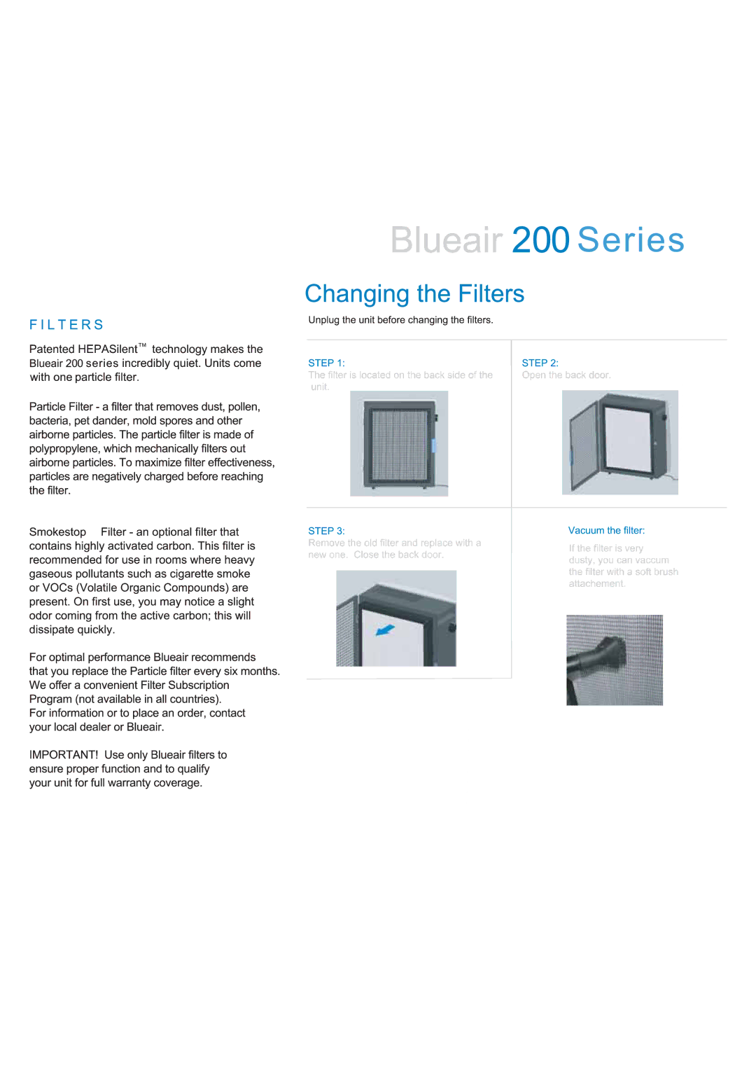 Blueair 200 manual 