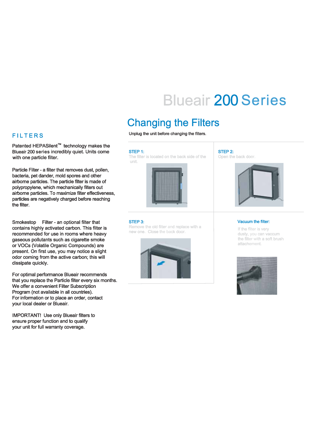 Blueair 200 manual 