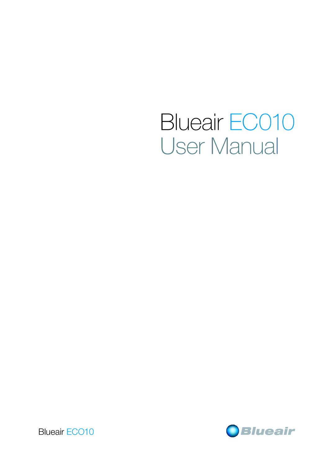 Blueair ECO10 user manual Blueair EC010 