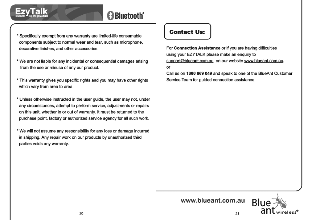 BlueAnt Wireless EzyTalk user manual 