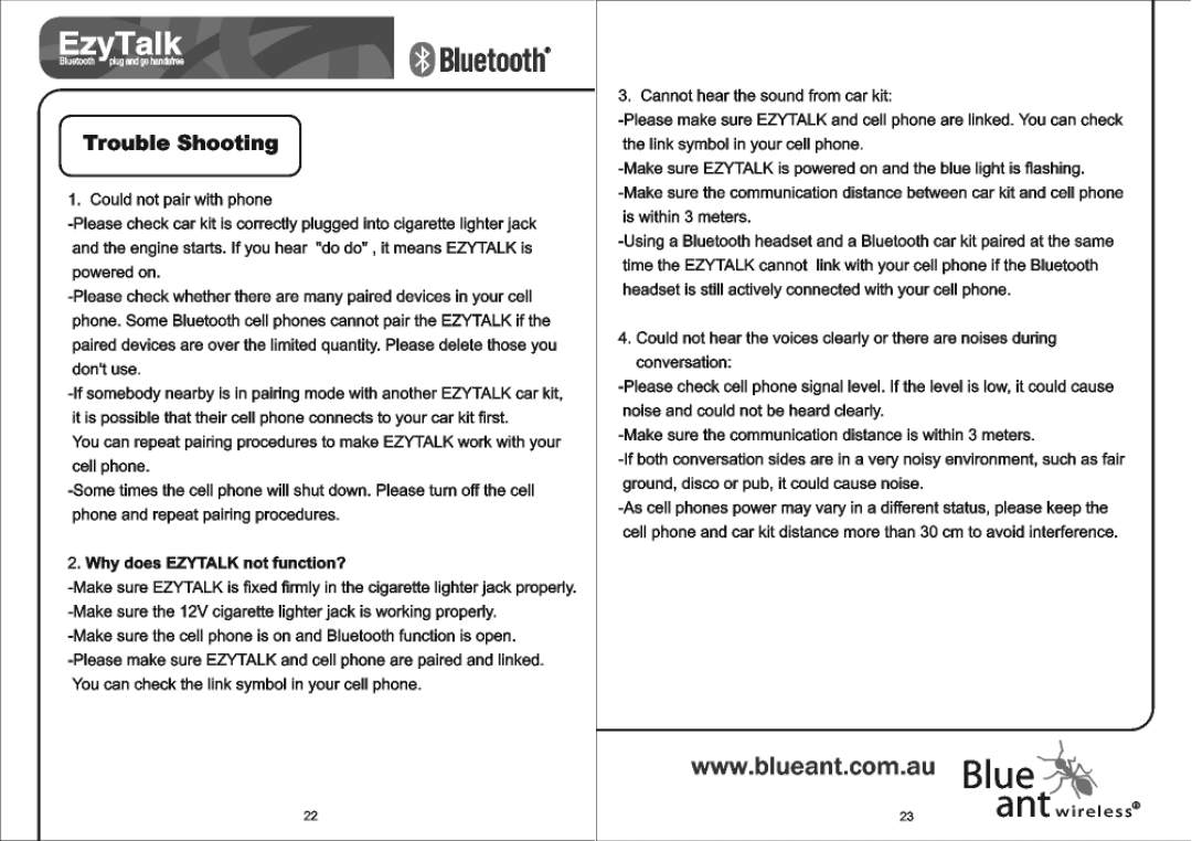 BlueAnt Wireless EzyTalk user manual 