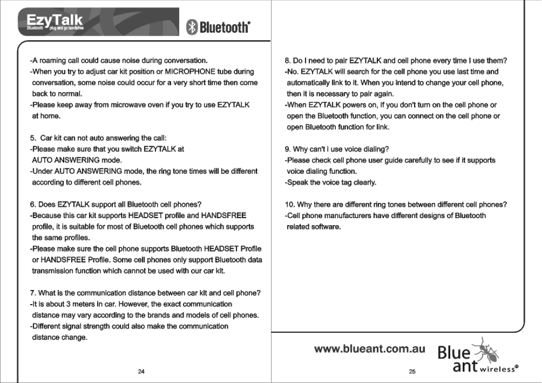 BlueAnt Wireless EzyTalk user manual 