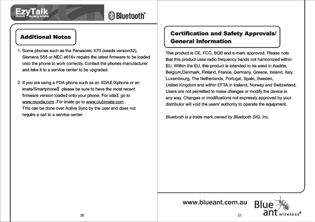 BlueAnt Wireless EzyTalk user manual 