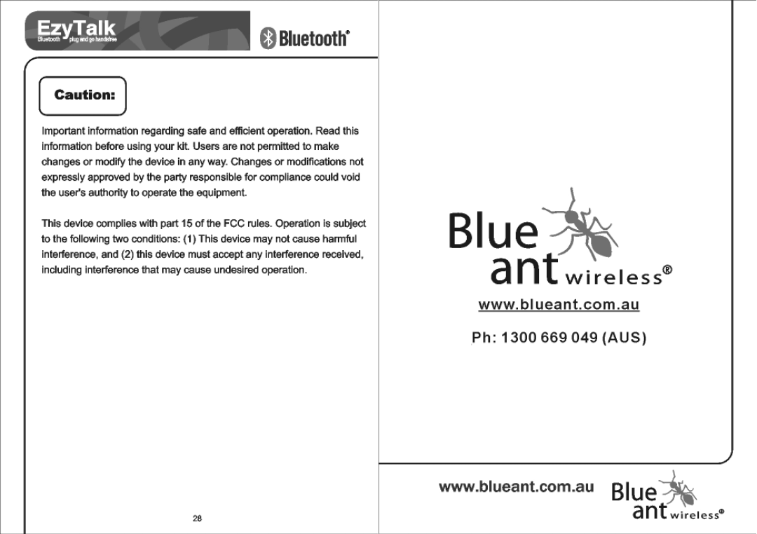 BlueAnt Wireless EzyTalk user manual 