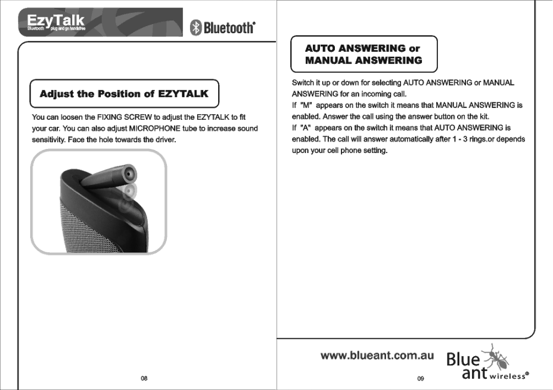 BlueAnt Wireless EzyTalk user manual 