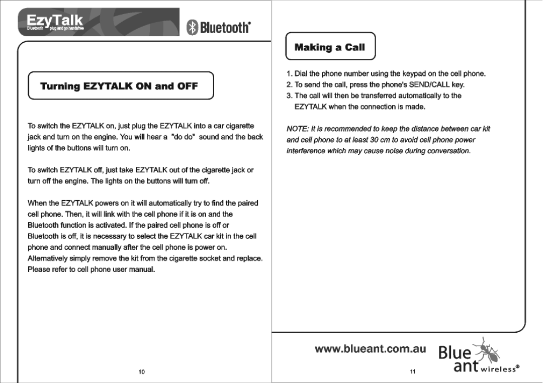 BlueAnt Wireless EzyTalk user manual 