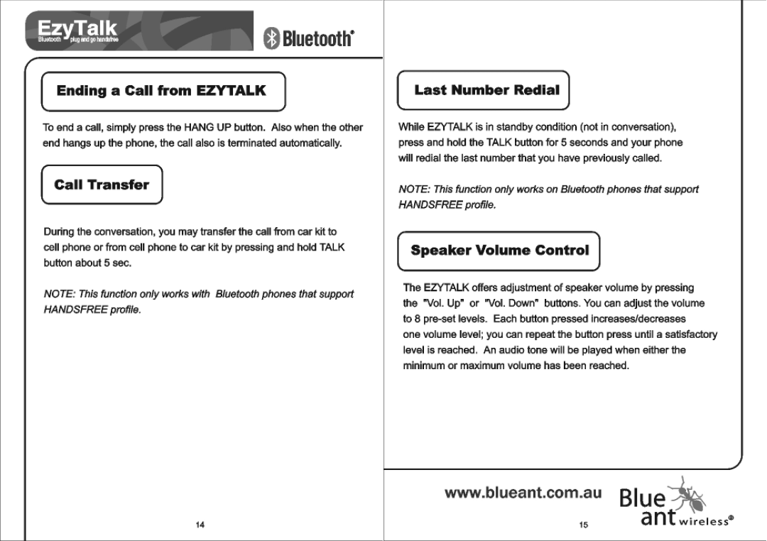 BlueAnt Wireless EzyTalk user manual 