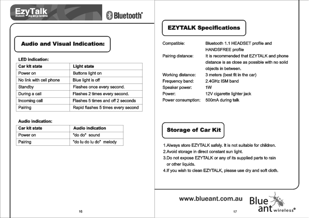 BlueAnt Wireless EzyTalk user manual 