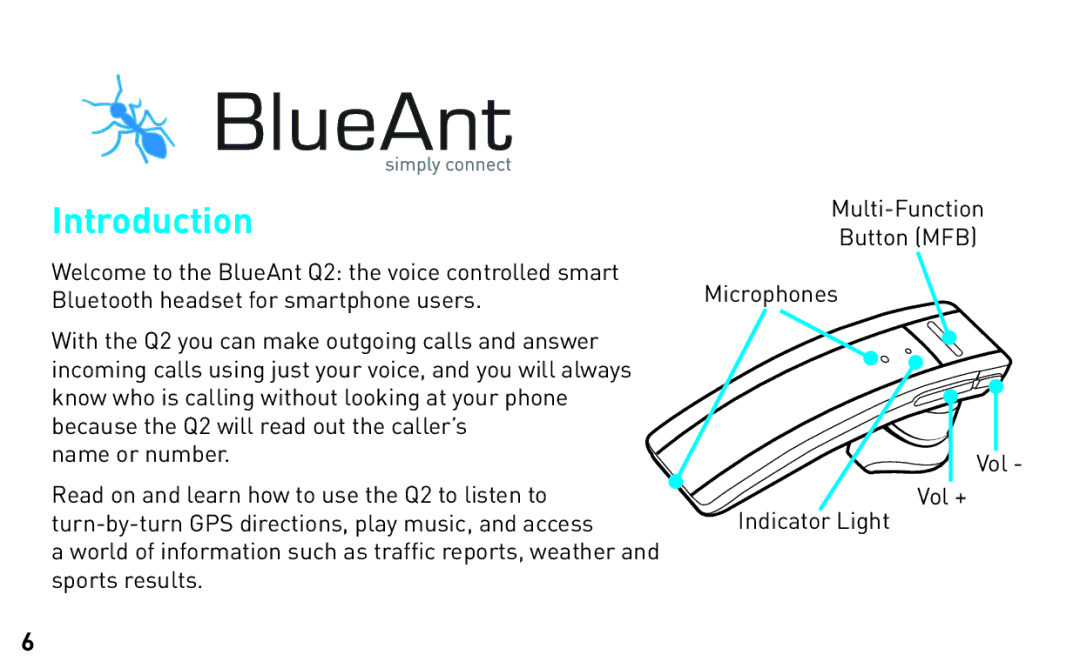 BlueAnt Wireless Q2 manual Introduction, Name or number 