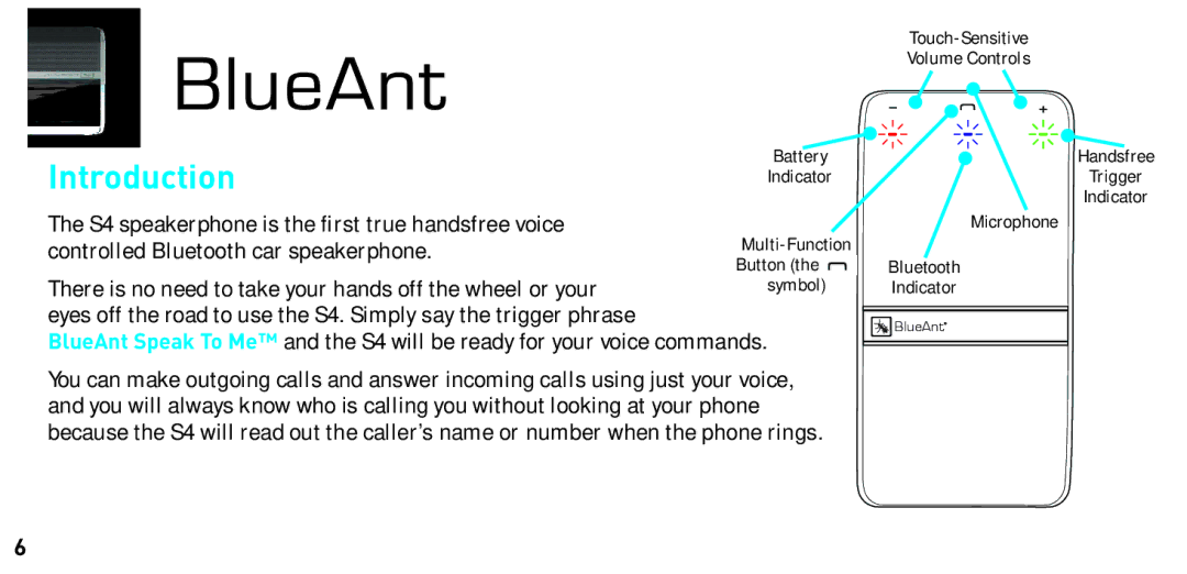 BlueAnt Wireless S4 manual Introduction 