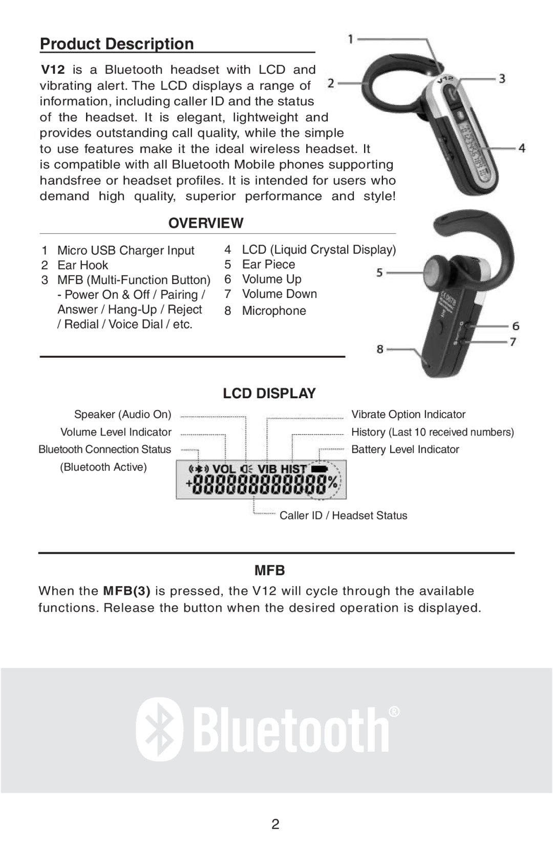 BlueAnt Wireless V12 user manual Product Description, Overview 