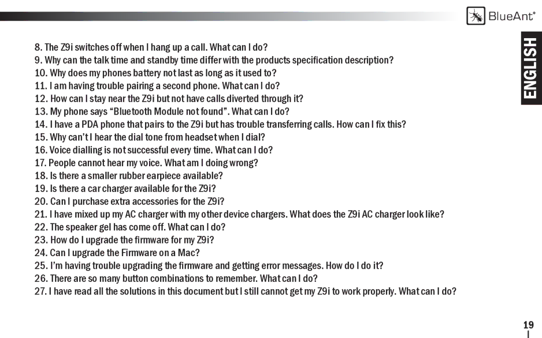 BlueAnt Wireless Z9i user manual English 