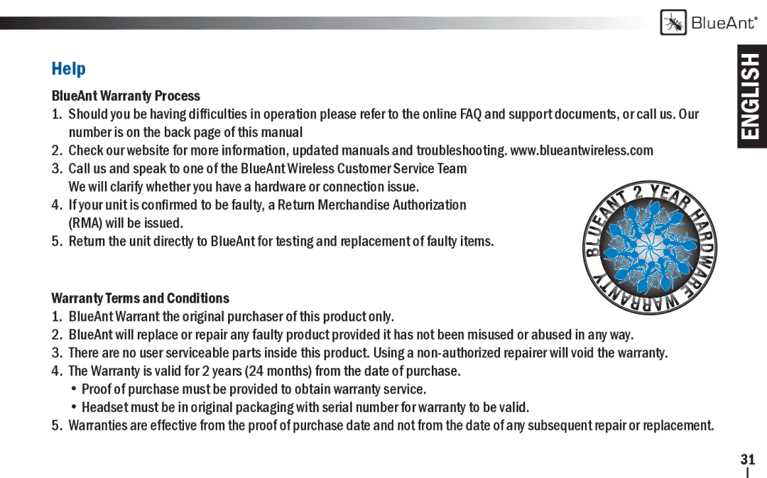 BlueAnt Wireless Z9i user manual Help 