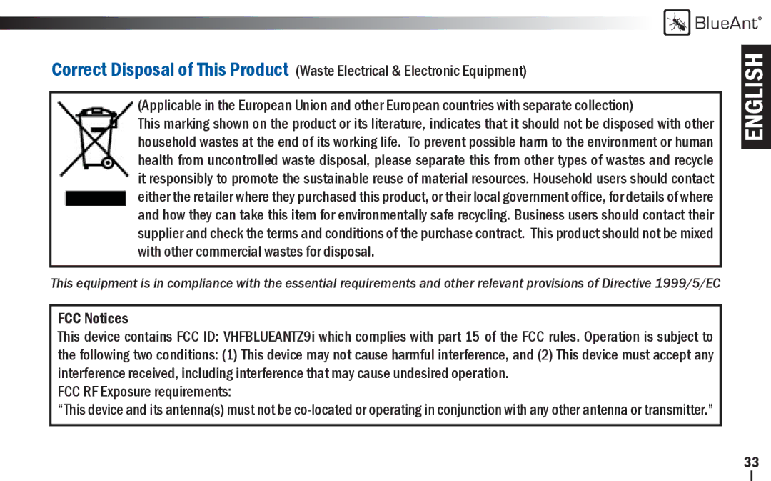 BlueAnt Wireless Z9i user manual English 