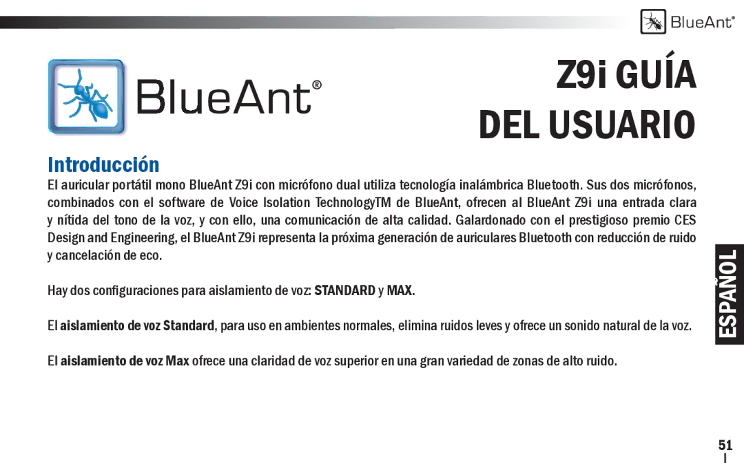 BlueAnt Wireless Z9i user manual DEL Usuario, Introducción 