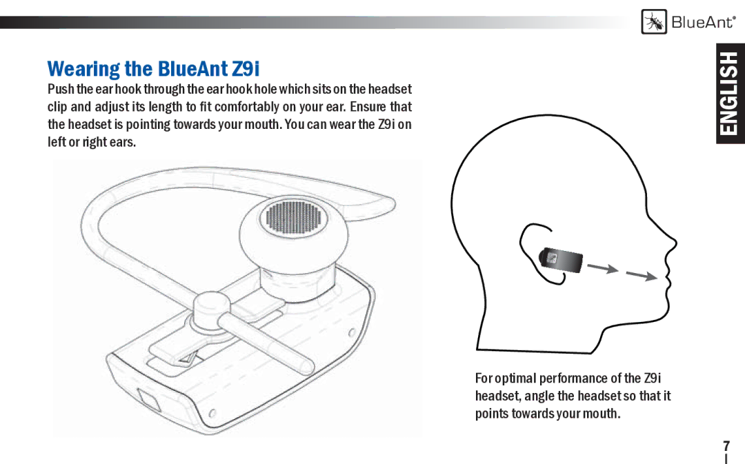 BlueAnt Wireless user manual Wearing the BlueAnt Z9i 