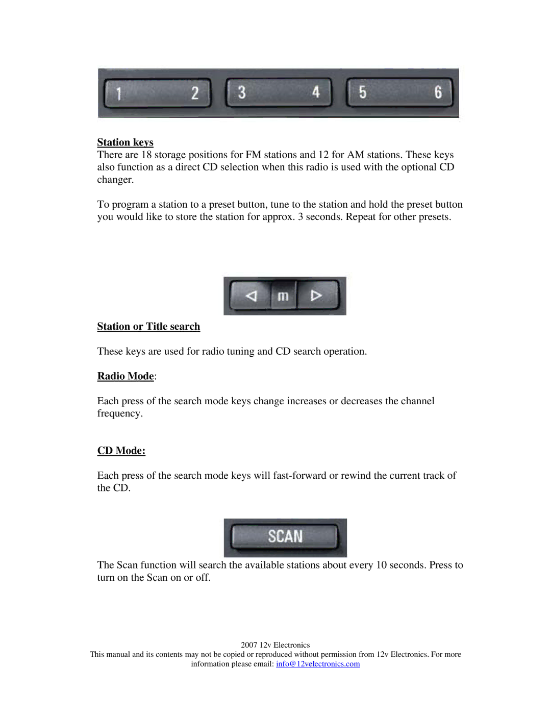 BMW CD43 user manual Station keys, Station or Title search, Radio Mode, CD Mode 