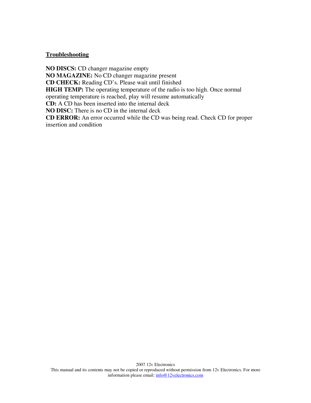 BMW CD43 user manual Troubleshooting 