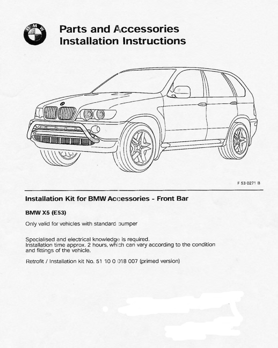 BMW F 53 0271 B manual 