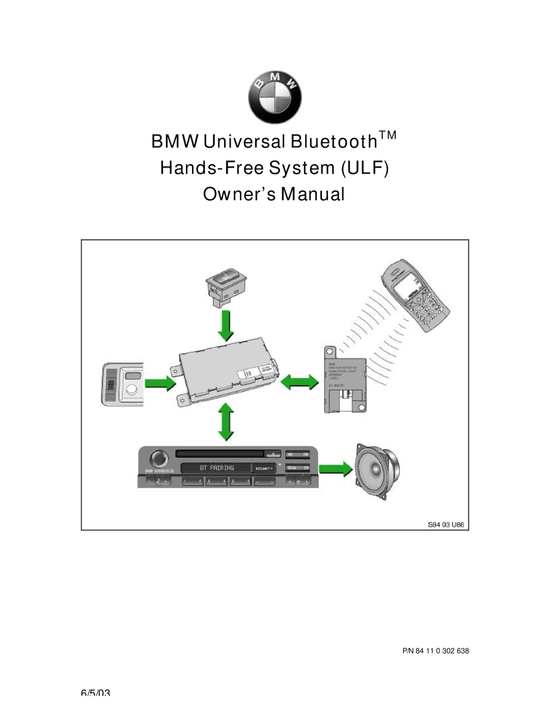 BMW S84 03 U86 owner manual BMW Universal BluetoothTM Hands-Free System ULF 