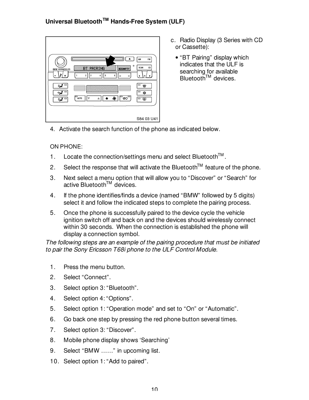 BMW S84 03 U86 owner manual On Phone 