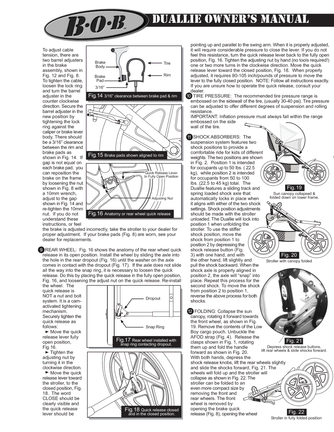 BOB Duallie operating instructions Lever should be 