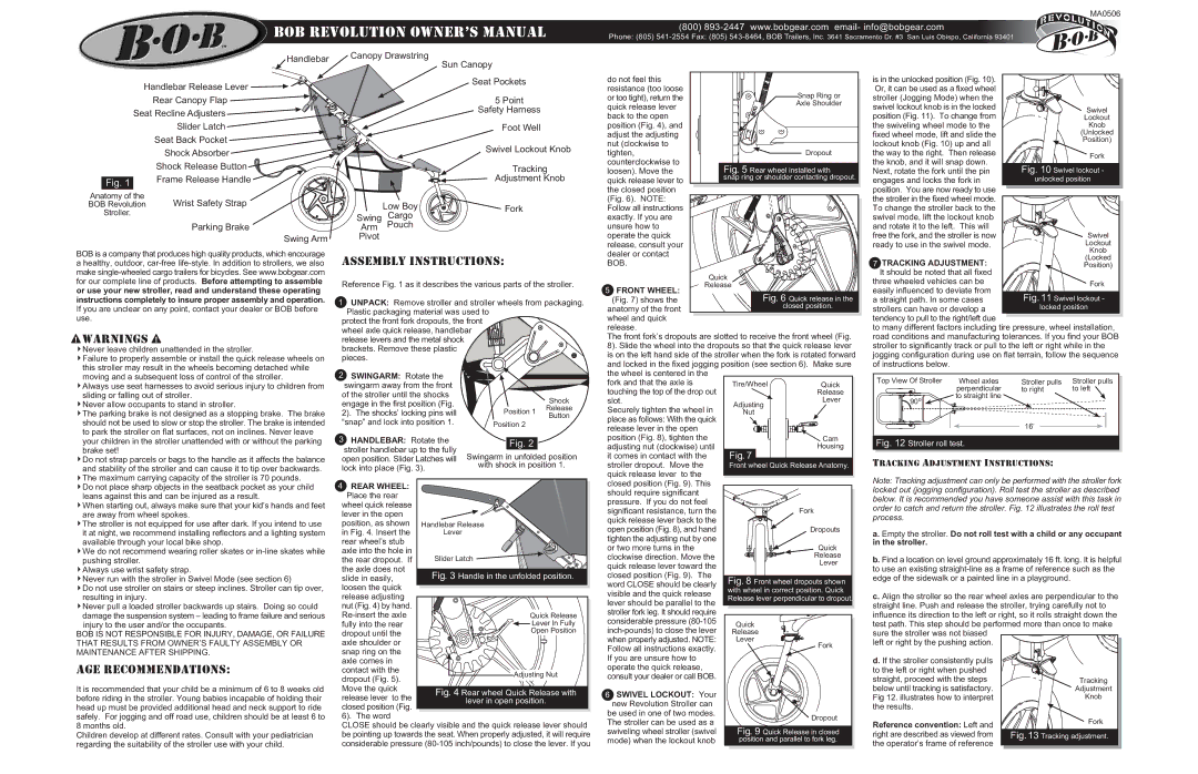 BOB MA0506 operating instructions AGE Recommendations, Assembly Instructions 