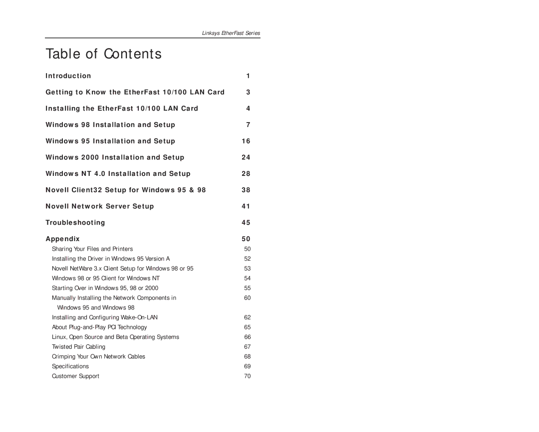 Boca Research 10/100 manual Table of Contents 