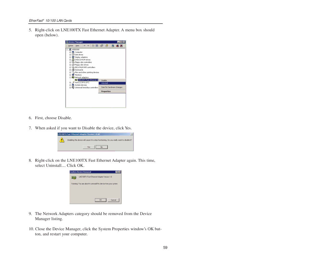 Boca Research manual EtherFast 10/100 LAN Cards 