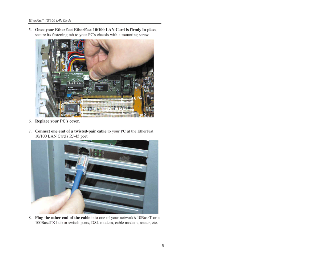 Boca Research manual EtherFast 10/100 LAN Cards 