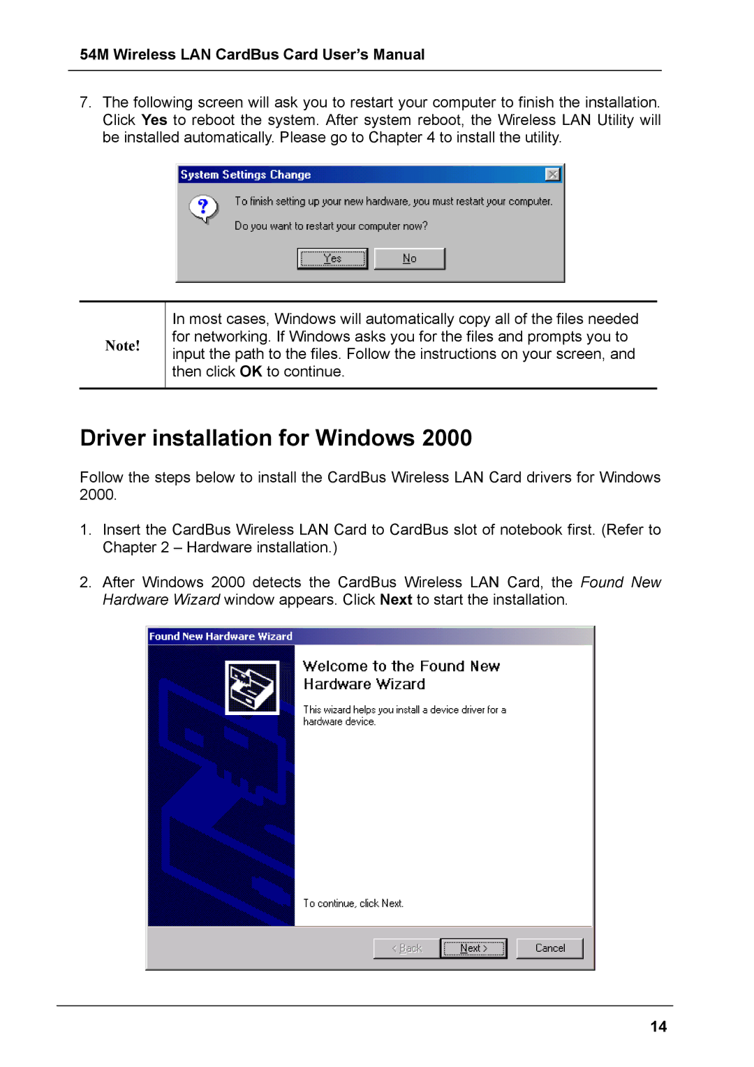 Boca Research 54M user manual Driver installation for Windows 