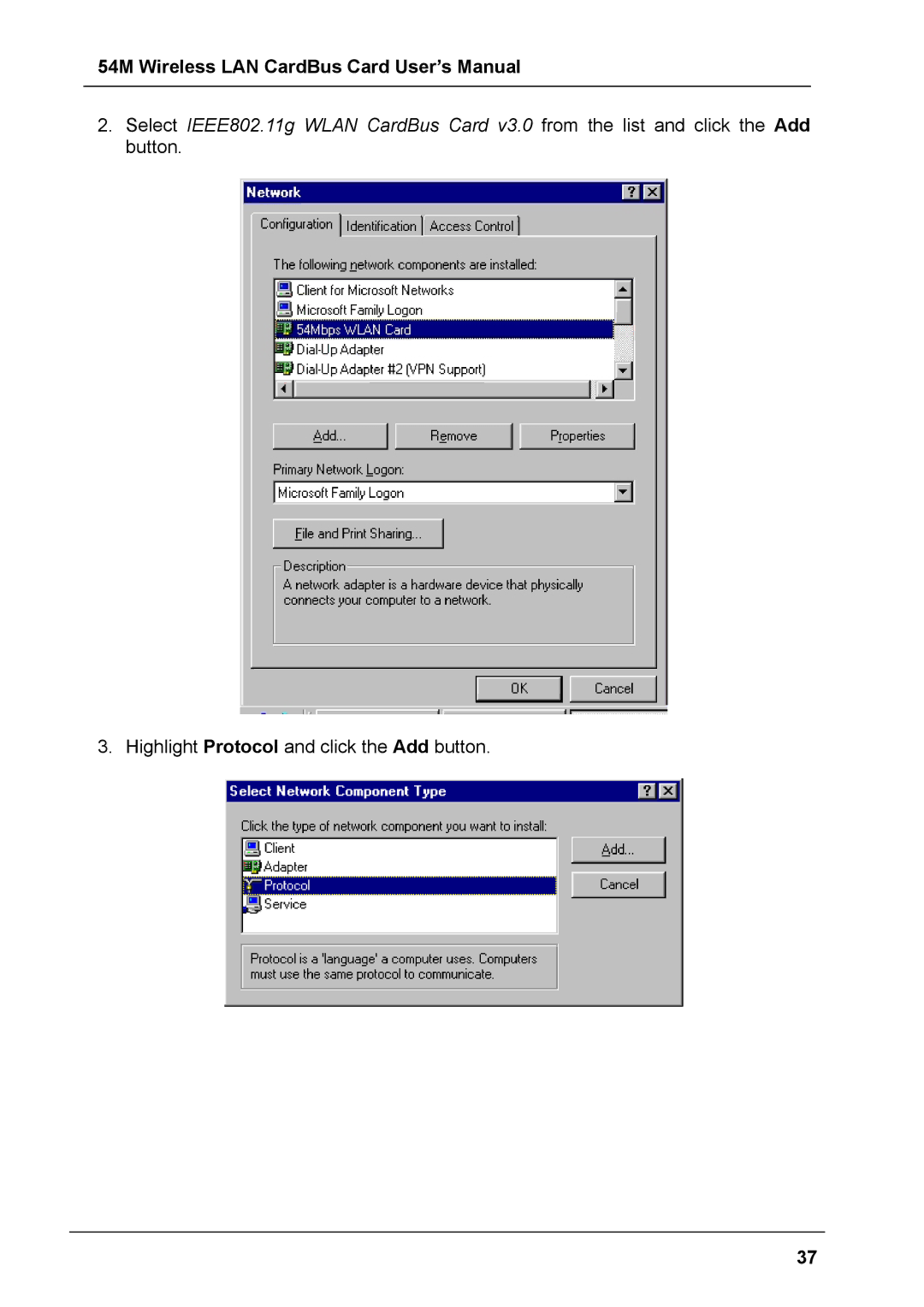 Boca Research user manual 54M Wireless LAN CardBus Card User’s Manual 