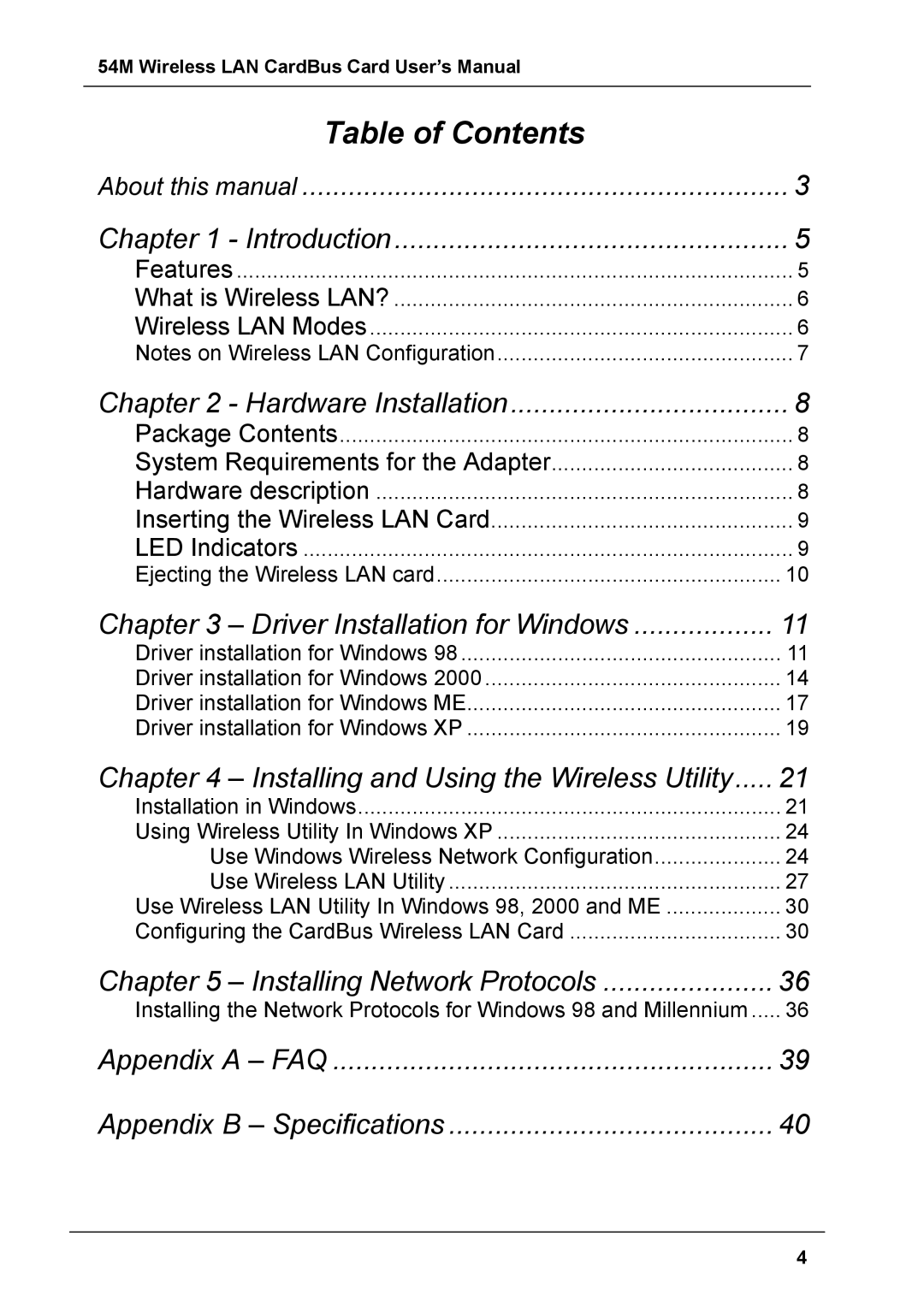 Boca Research 54M user manual Table of Contents 