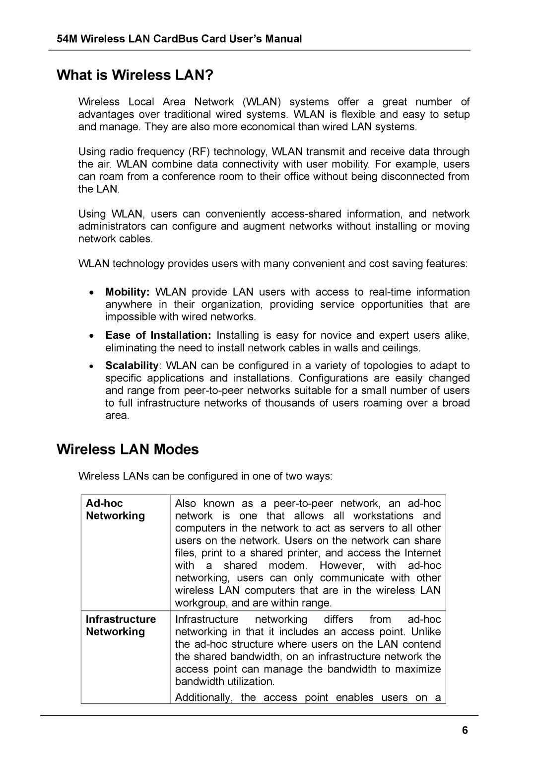 Boca Research 54M user manual What is Wireless LAN?, Wireless LAN Modes 