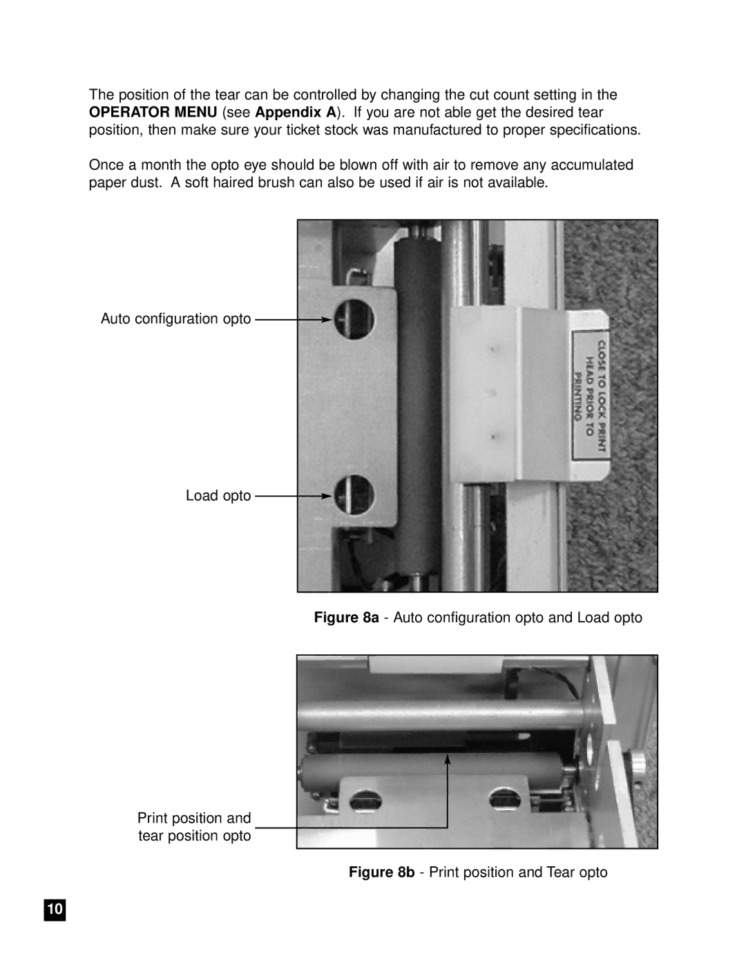 Boca Research Adjustable MC Ghost user manual Print position and Tear opto 