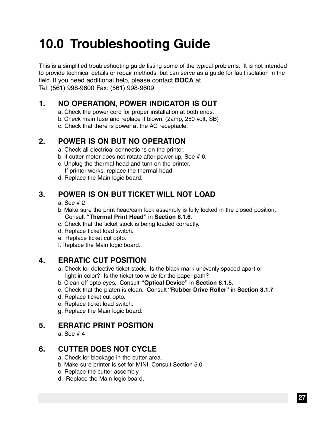 Boca Research FSP 42, FSP 46, FSP 44 technical manual Troubleshooting Guide 