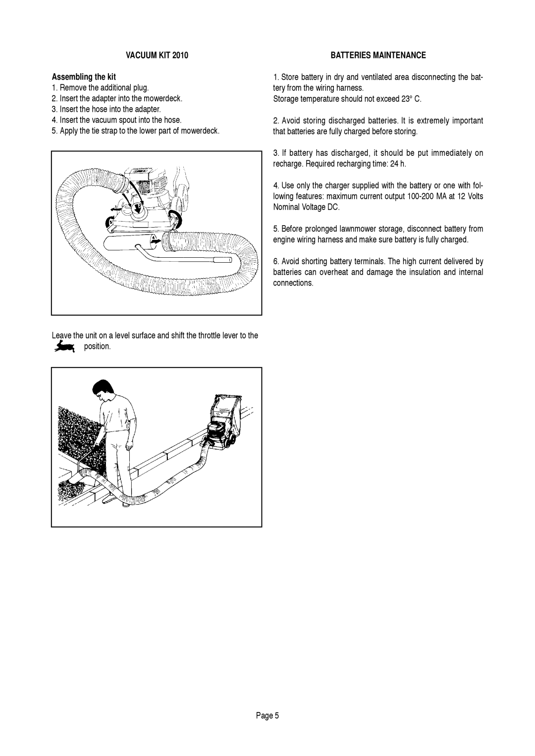 Boca Research Turbo 50 manual Vacuum KIT, Assembling the kit, Batteries Maintenance 