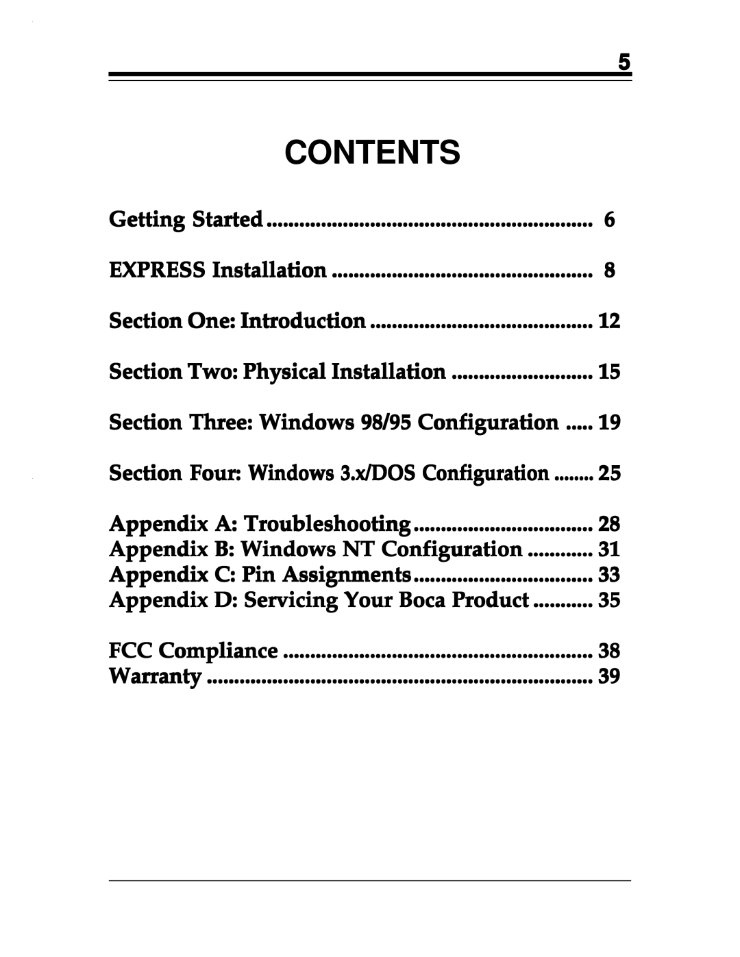 Boca Research 2x2, Turbo1x1 manual Contents 