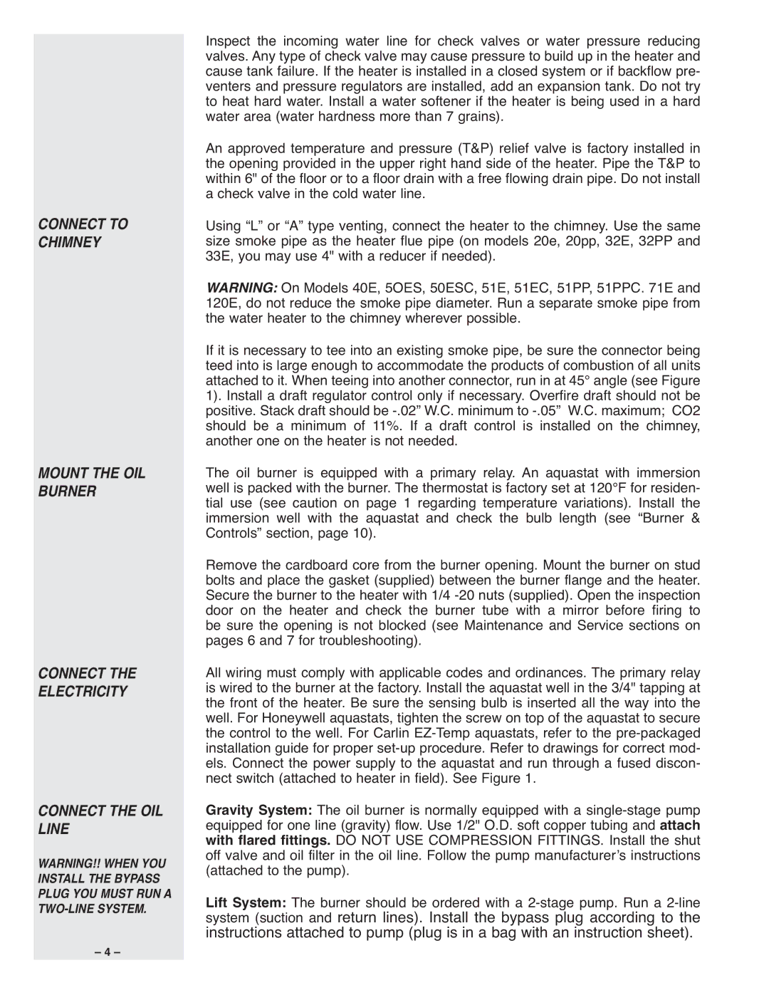 Bock Water heaters 33PP, 50ESC, 51PP, 40PP, 51EC, 40E, 32EC, 20E, 33E, 32PPC, 20PP instruction manual 