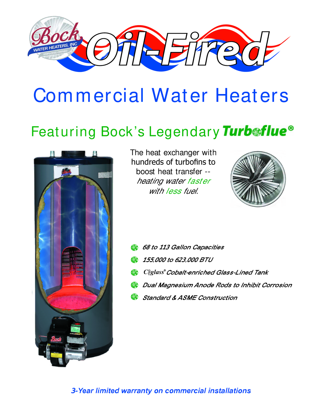 Bock Water heaters Commercial Oil-Fired Water Heaters warranty Commercial Water Heaters, Featuring Bock’s Legendary 