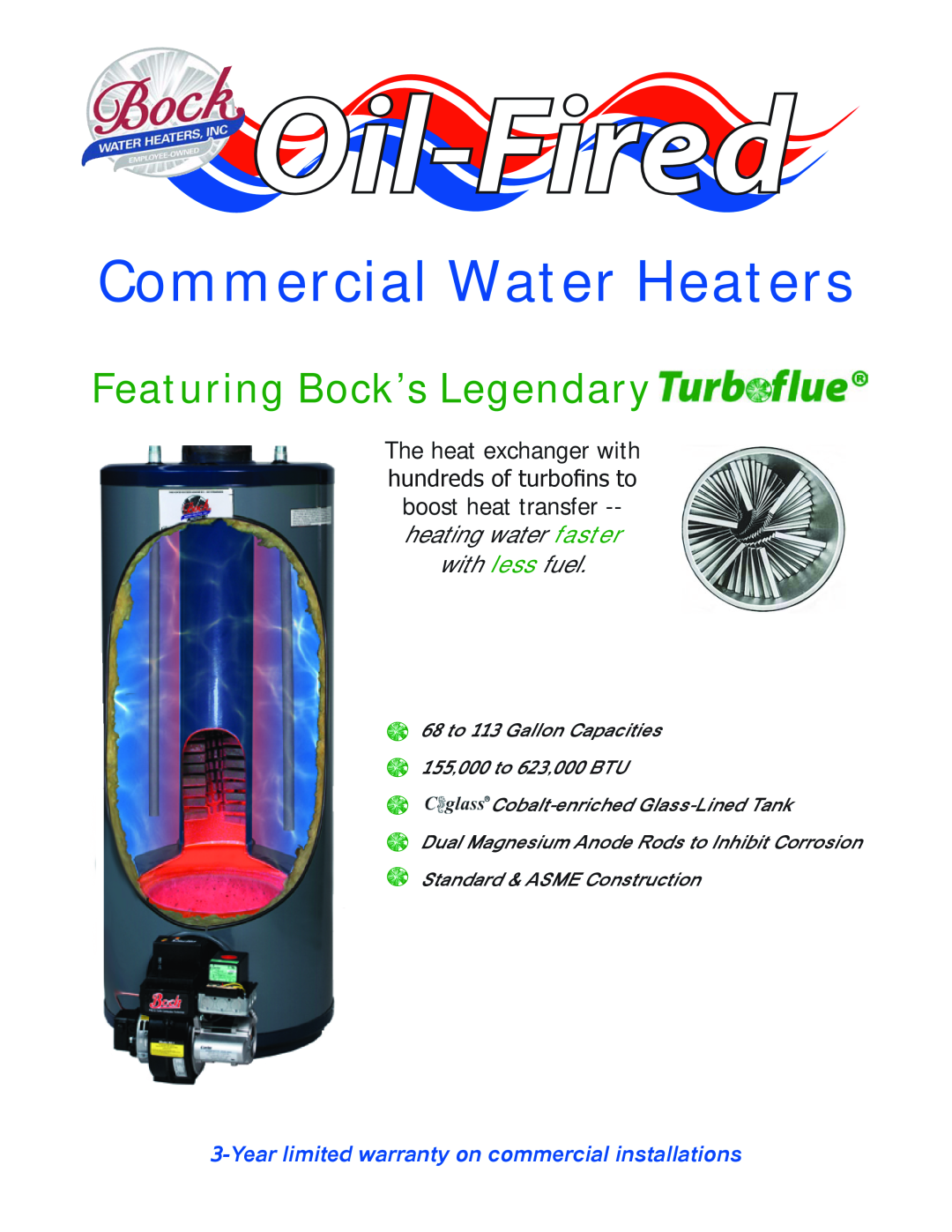 Bock Water heaters Commercial Oil-Fired Water Heaters warranty Commercial Water Heaters, Featuring Bock’s Legendary 