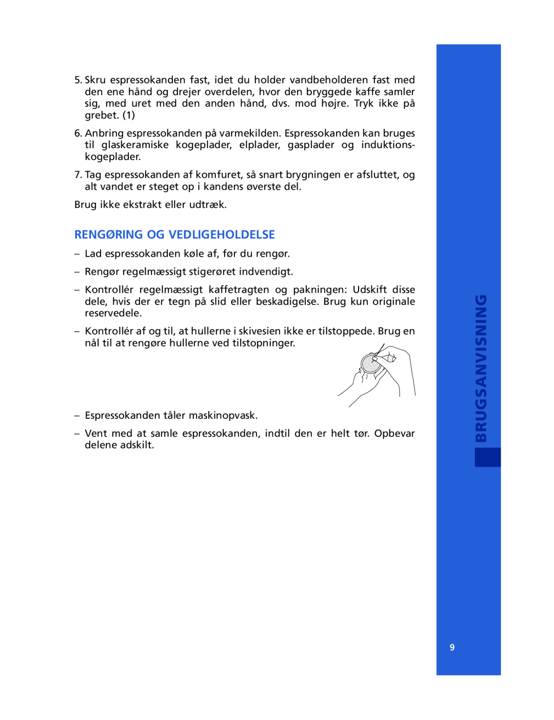 Bodum 10617, 10616, 10759 manual Brugsanvisning, Rengøring Og Vedligeholdelse 