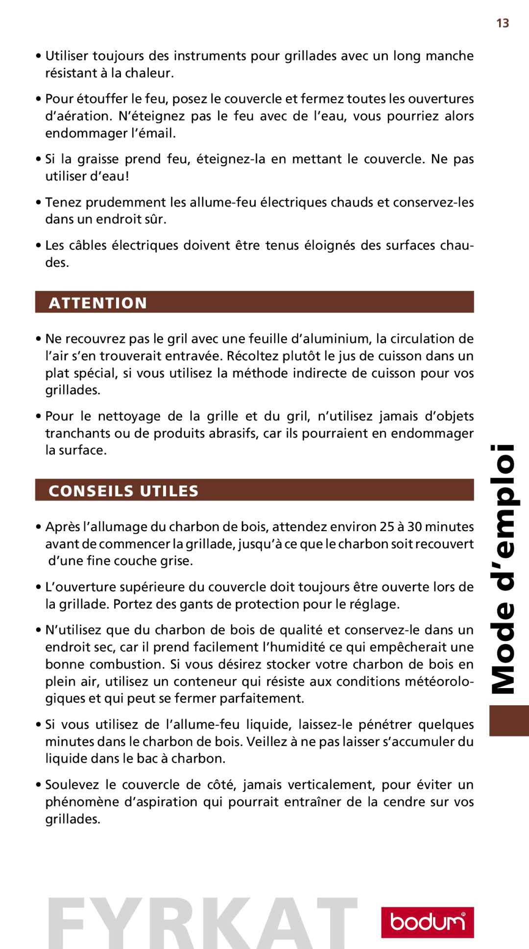 Bodum 10630 manual Conseils Utiles 