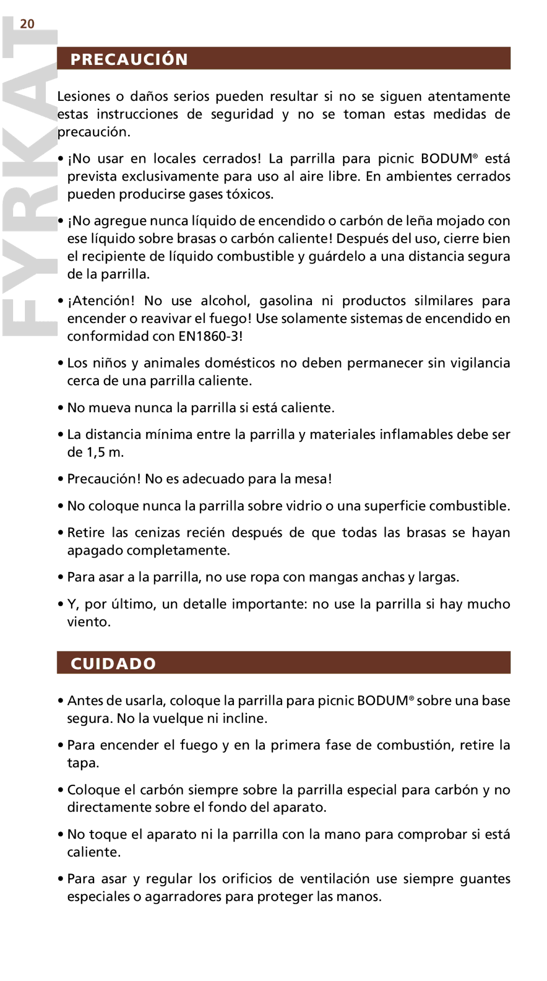 Bodum 10630 manual Fyrkat20 Precaución, Cuidado 